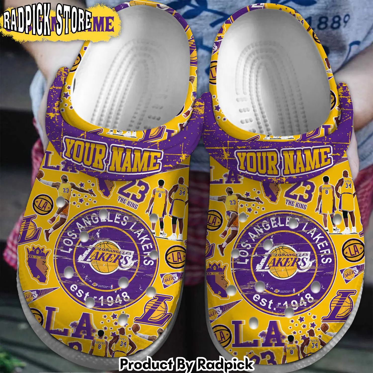 Radpick premium los angeles lakers nba sport clogs shoes comfortable for men women yrr rp6522249